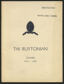 Magazine, Ruyton Girls' School, The Ruytonian, 1959