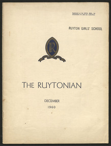 Magazine, Ruyton Girls' School, The Ruytonian, 1960
