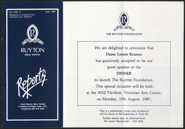 Newsletter, Ruyton Reports, 1987