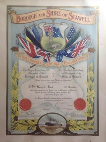 Certificate of Appreciation from Stawell Borough and Shire for WW1 soldier Christopher Clark, Certificate of Appreciation, Approx 1916