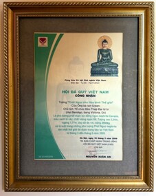 Image of the framed certificate from Hoi Da Quy Viet Nam