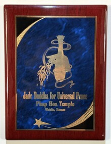 Plaque for the Jade Buddha for Universal Peace 