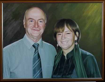 Painted portrait of Ian and Judy Green