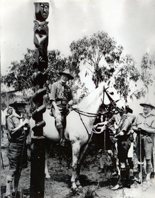 This image shows Lord Robert Baden-Powell on his famous white horse at the First Australian Jamboree at Frankston, Victoria in 1934/1935
