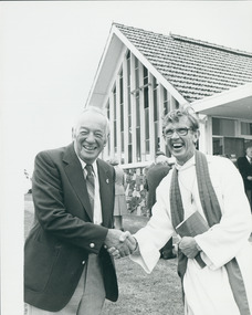 Photograph, Rev. Alec Hilliard reunion at retirement, 06/1985