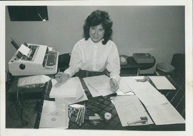 Photograph, Christine Gager Backstage work during Synod, 1984