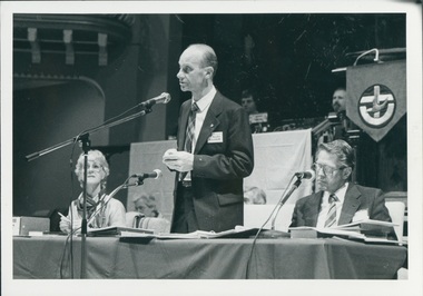 BW photo, 1978-1980s (Graham McAnalley was the first General Secretary of the Uniting Church Synod of Victoria.)