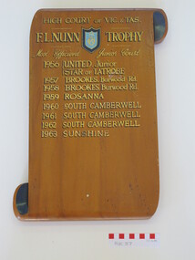 Plaque - Methodist Order of Knights, Award board : F.L. Nunn Trophy