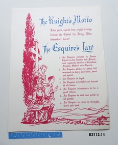 Document - Methodist Order of Knights, The Knight's Motto and The Esquire's Law