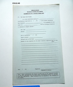 Document - Methodist Order of Knights Province of Victoria and Tasmania, Recommendation for a training scheme award