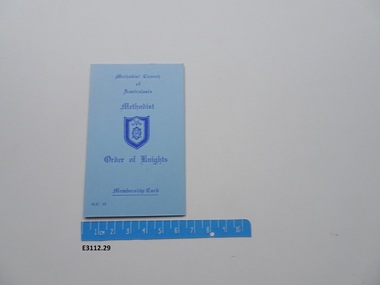 Card - Methodist Order of Knights, Membership card