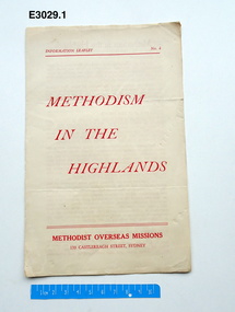 Pamphlet - Information Leaflet, Methodist Overseas Missions, Methodism in the Highlands