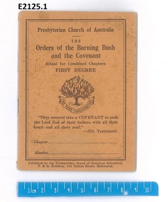 Booklet, Presbyterian Board of Religious Education, The Orders of the Burning Bush and Covenant Ritual for Combined Chapters : First Degree
