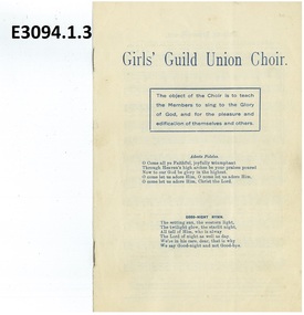 Booklet, Girls' Guild Union Choir