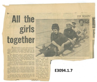 Newspaper - Newspaper article, All the girls together
