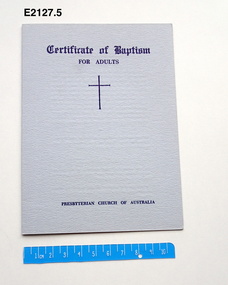 Certificate - Baptismal certifcate, Presbyterian Church of Australia baptismal certificate for adults