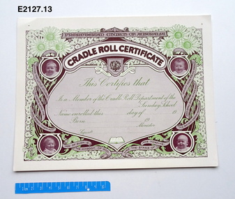 Certificate - Cradle roll, Presbyterian Church of Australia cradle roll