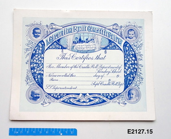 Certificate - Cradle roll, Presbyterian Church of Australia cradle roll certificate