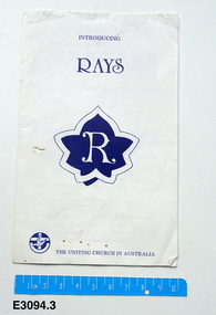 Pamphlet - Methodist Girls' Comradeship, The Uniting Church in Australia, Introducing Rays