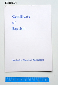 Certificate - Baptismal certifcate, Methodist Church of Australasia certificate of baptism