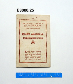 Card - Decision Card, Methodist Church of Australasia graded decision & re-dedication card