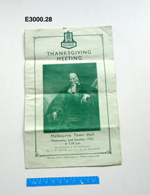 Programme - Thanksgiving Meeting Melbourne Town Hall 1935, Spectator Publishing Co Pty Ltd, 1935