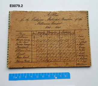Plan - Circuit plan, A Plan for the Wesleyan Methodist Preachers of the Melbourne Circuit 1840 - 1841