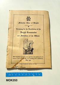 Booklet - Methodist Order of Knights, Ceremony for the Installation of the Knight Commander and Investiture of his Officers