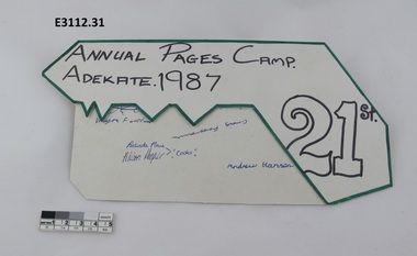 Card - Methodist Order of Knights, 21st Annual Pages Camp Adekate 1987