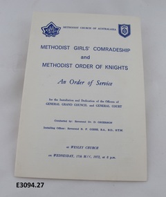Document - Program, Methodist Girls' Comradeship and Methodist Order of Knights: An Order of Service