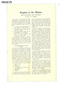 Pamphlet - Methodist Order of Knights, Knights in the Mission : Our strategy for advance