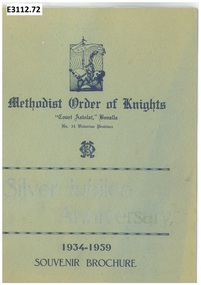 Booklet - Methodist Order of Knights Court Astolat Benalla, Silver Jubilee Anniversary 1934 - 1959 Souvenir Brochure