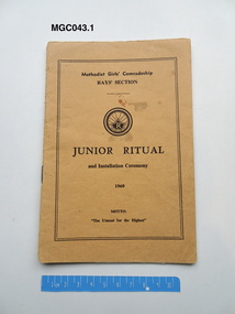 Booklet - Methdodist Girls' Comardeship Rays Section, General Grand Council of the Methodist Girls' Comradeship, Junior Ritual and Installation Ceremony, 1960