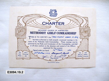 Certificate - Methodist Girls' Comradeship, Charter, 1963