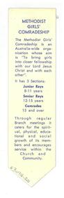 Memorabilia - Bookmark, Methodist Girls' Comradeship Golden Jubilee 1968