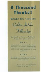 Pamphlet - Methodist Girls' Comradeship, A Thousand Thanks!!