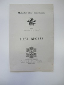 Certificate - Pledge document, Methodist Girls' Comradeship First Degree