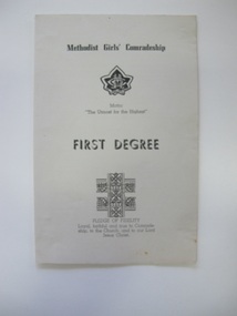 Certificate - Pledge document, Methodist Girls' Comradeship First Degree