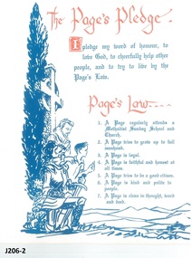 Document - Methodist Order of Knights, The Page's Pledge and Page's Law