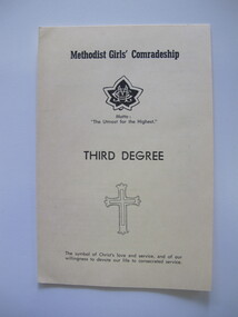 Certificate - Pledge document, Methodist Girls' Comradeship Third Degree