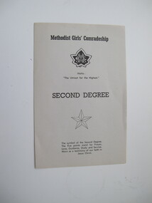 Certificate - Pledge document, Methodist Girls' Comradeship Second Degree