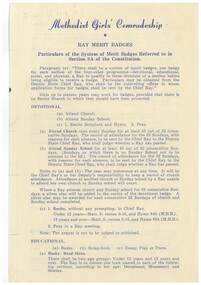 Pamphlet - Methdoist Girls' Comradeship, Rays' Merit Badges
