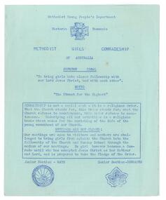 Pamphlet - Methodist Young People's Department, Methodist Girls' Comradeship