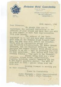 Letter - Methodist Girls' Comradeship