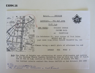 Document - Invitation, MGC Renunion