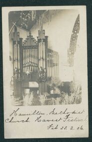 Postcard, Hamilton Methodist Church Harvest Festival, February 25 1906