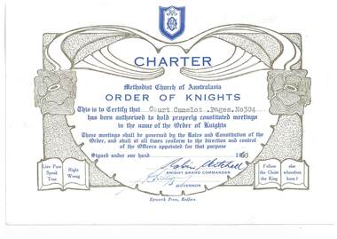 Certificate - Order of Knights, Epworth Press, Charter Court Camelot Pages 384