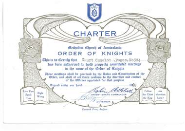 Certificate - Order of Knights, Epworth Press, Charter Court Camelot Pages 384