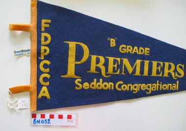 Banner - Pennant, Ragprint Display Service, Footscray District Presbyterian Churches Cricket Association, 1961