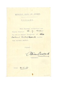 Certificate - Warrant, 1933